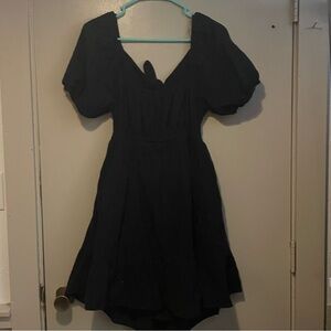 Black Puff Sleeve Mini Dress